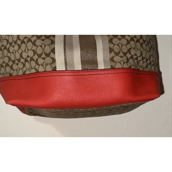 Coach Legacy Signature Stripe Orange Duffle Jacquard Leather Bag 19918 - Picture 5 of 10